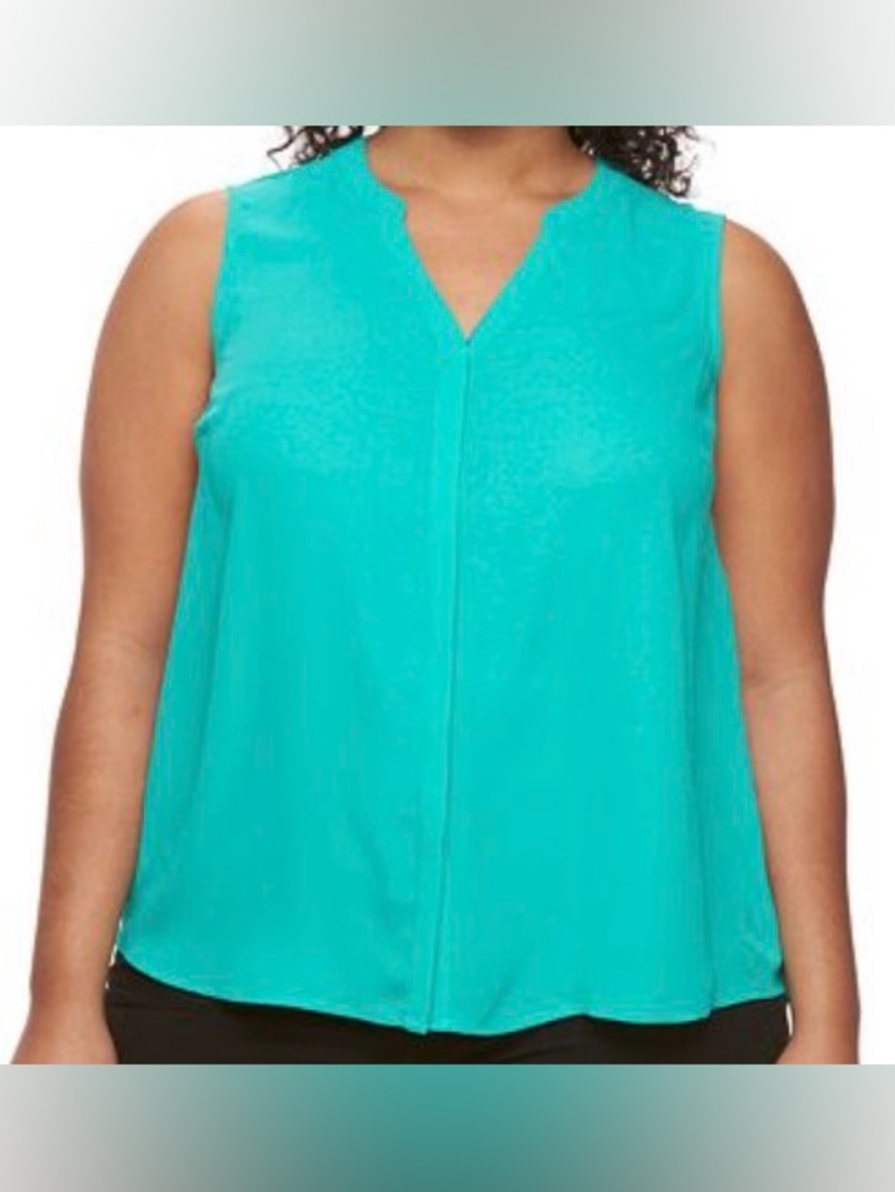 #x513 - Apt. 9 Jamaican Jade Green Sleeveless Button Down Tunic Tank Blouse